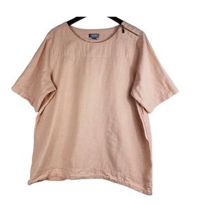 Martha Stewart Large 12 14 Top Tunic Shirt Peach Linen Blend